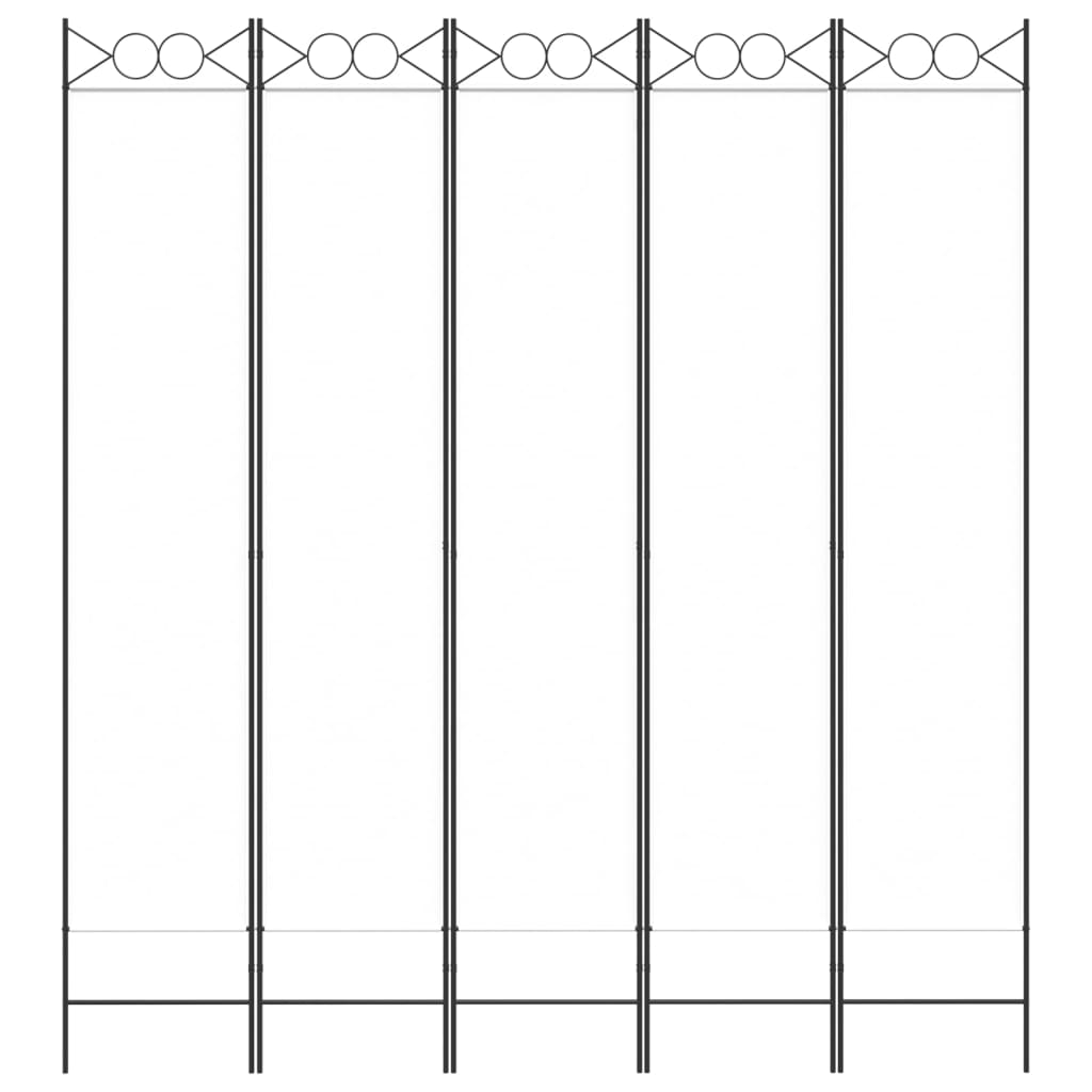 5-tlg. Paravent Weiß 200x220 cm Stoff