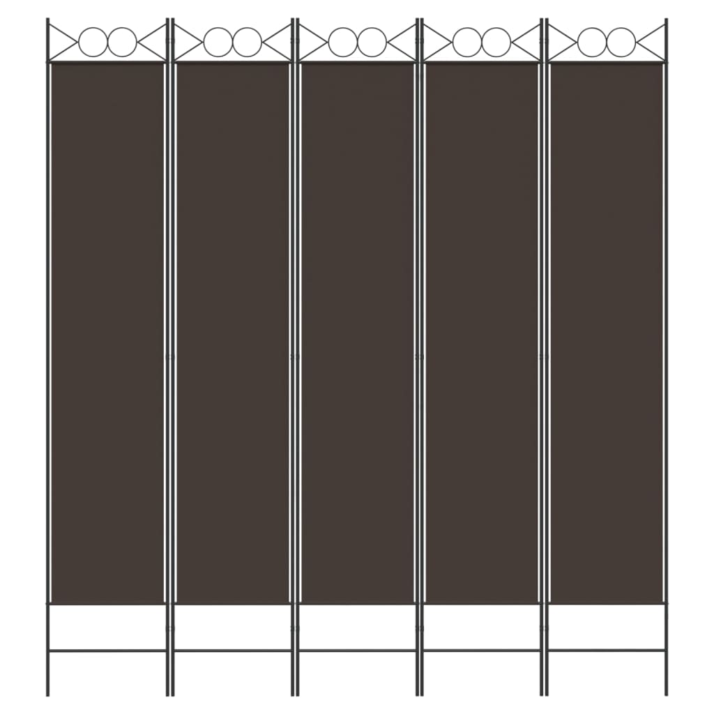 5-tlg. Paravent Braun 200x220 cm Stoff