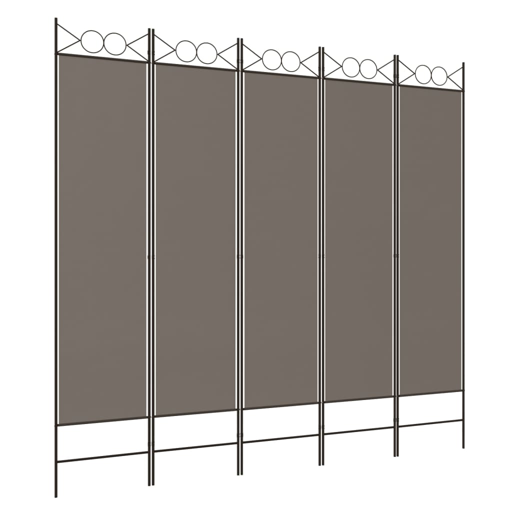 5-tlg. Paravent Anthrazit 200x220 cm Stoff