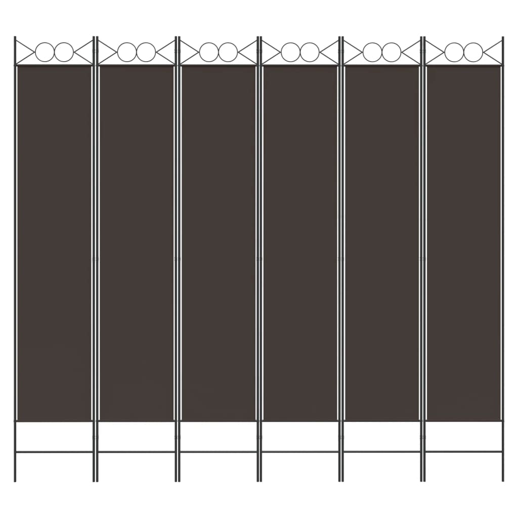 6-tlg. Paravent Braun 200x220 cm Stoff