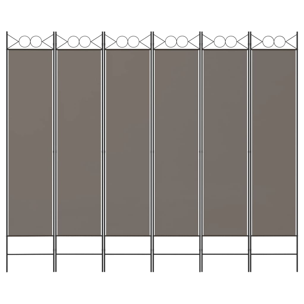 6-tlg. Paravent Anthrazit 240x220 cm Stoff