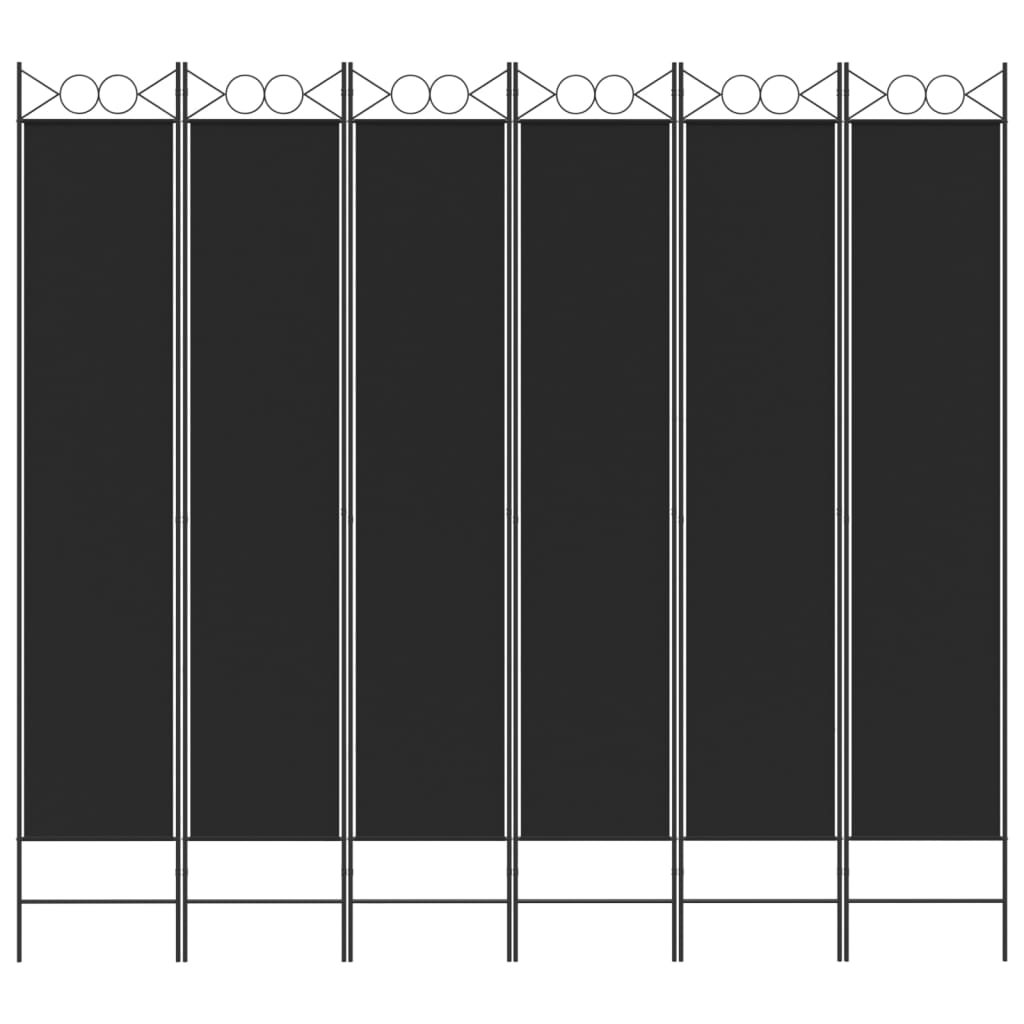 6-tlg. Paravent Schwarz 240x220 cm Stoff