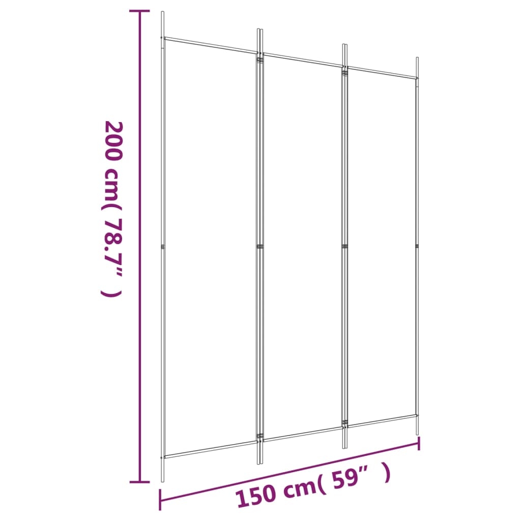 3-tlg. Paravent Anthrazit 150x200 cm Stoff