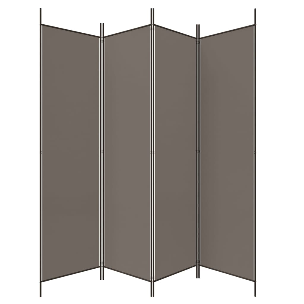 4-tlg. Paravent Anthrazit 200x220 cm Stoff