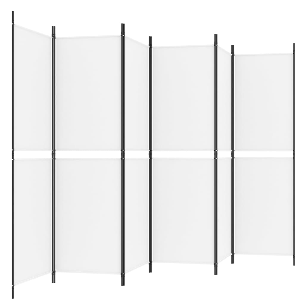 6-tlg. Paravent Weiß 300x180 cm Stoff