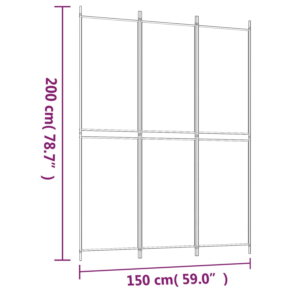 3-tlg. Paravent Braun 150x200 cm Stoff