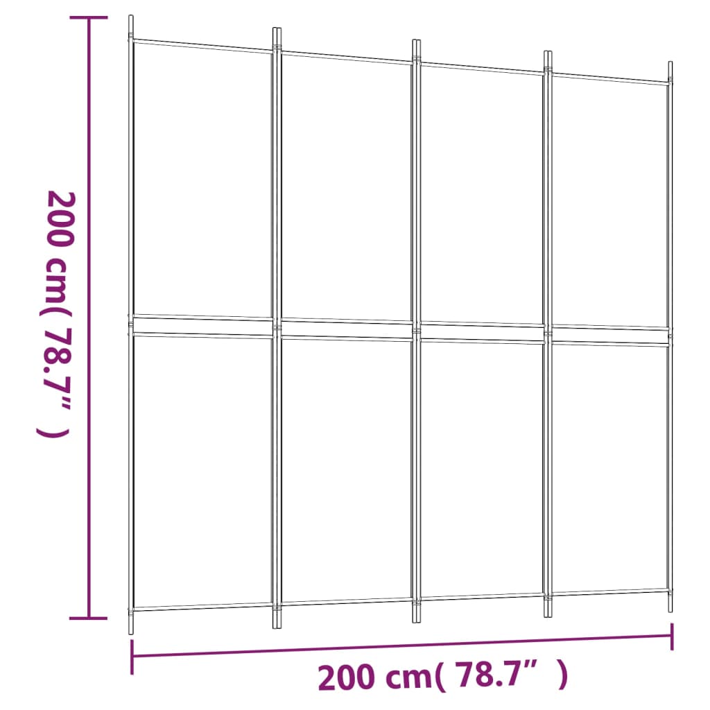 4-tlg. Paravent Weiß 200x200 cm Stoff