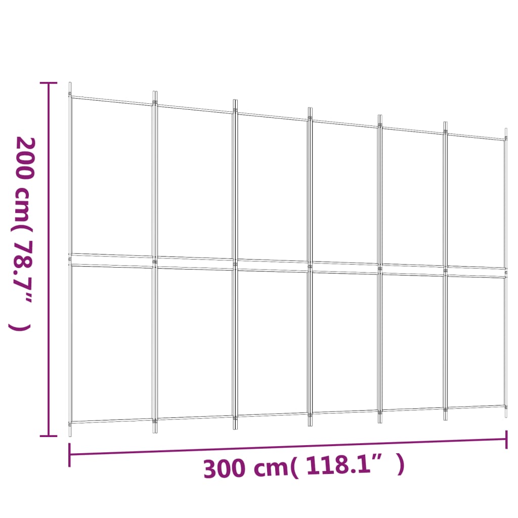 6-tlg. Paravent Anthrazit 300x200 cm Stoff