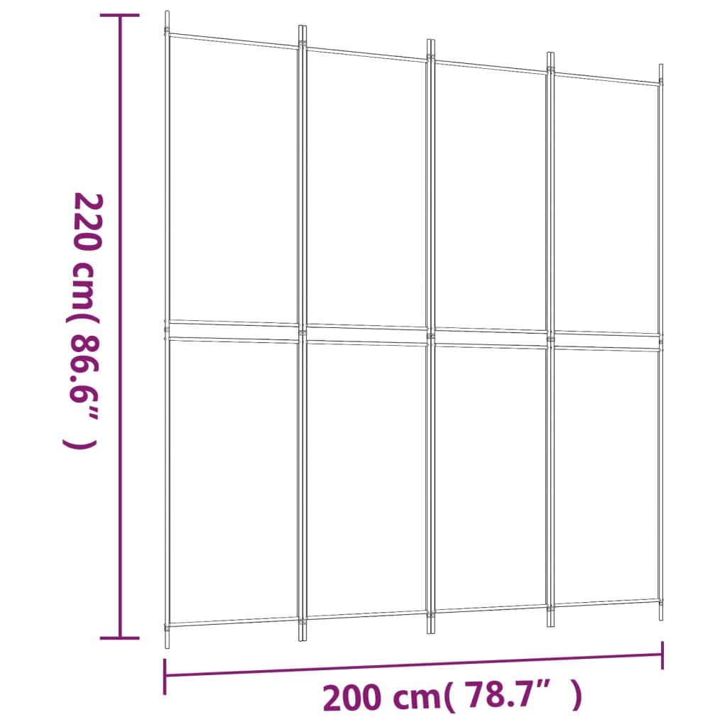 4-tlg. Paravent Braun 200x220 cm Stoff