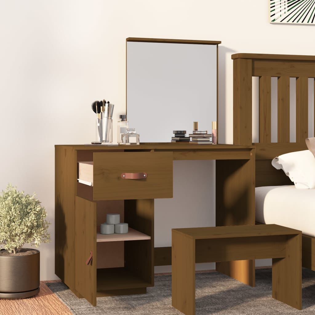 Dressing table honey brown 95x50x134 cm solid pine wood