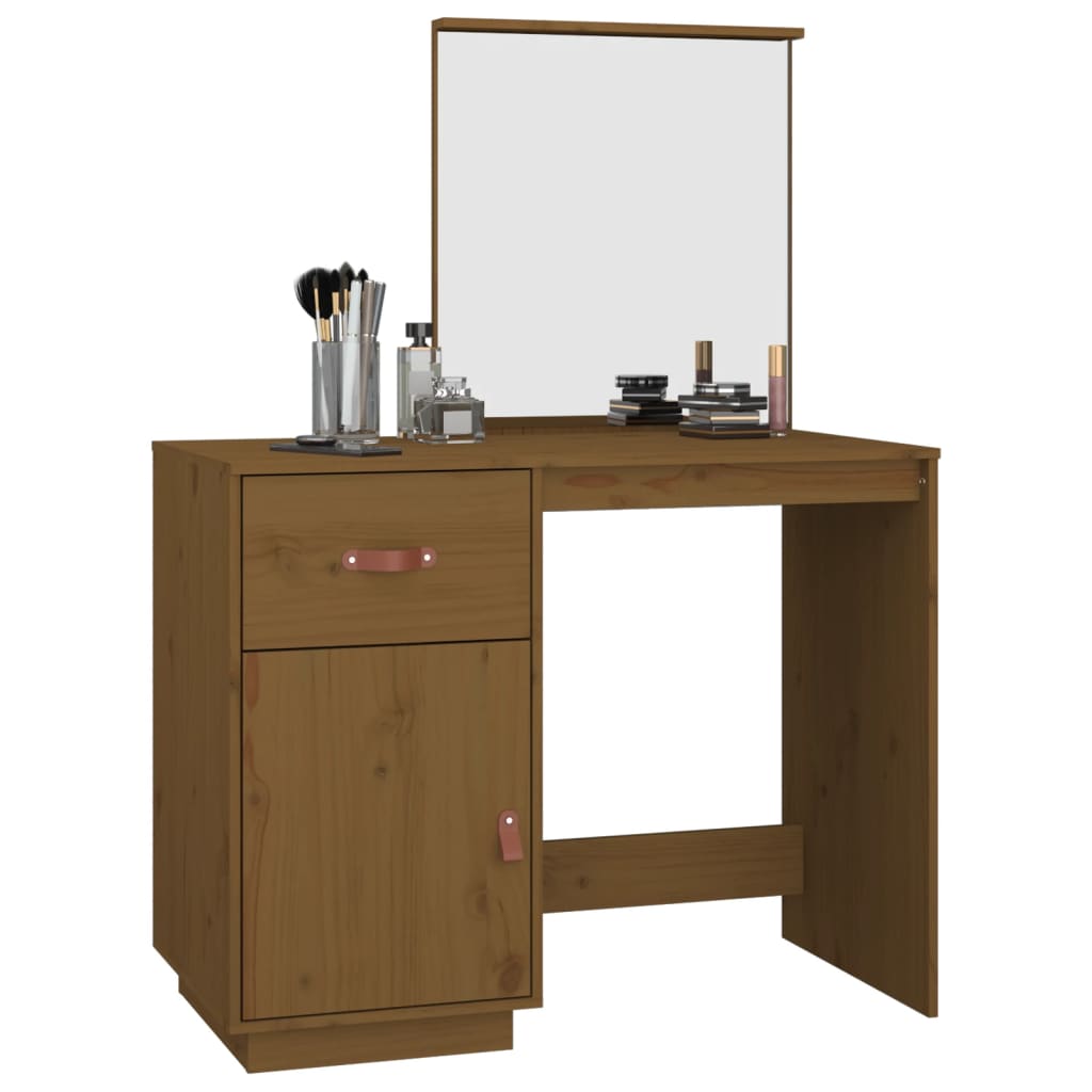 Dressing table honey brown 95x50x134 cm solid pine wood