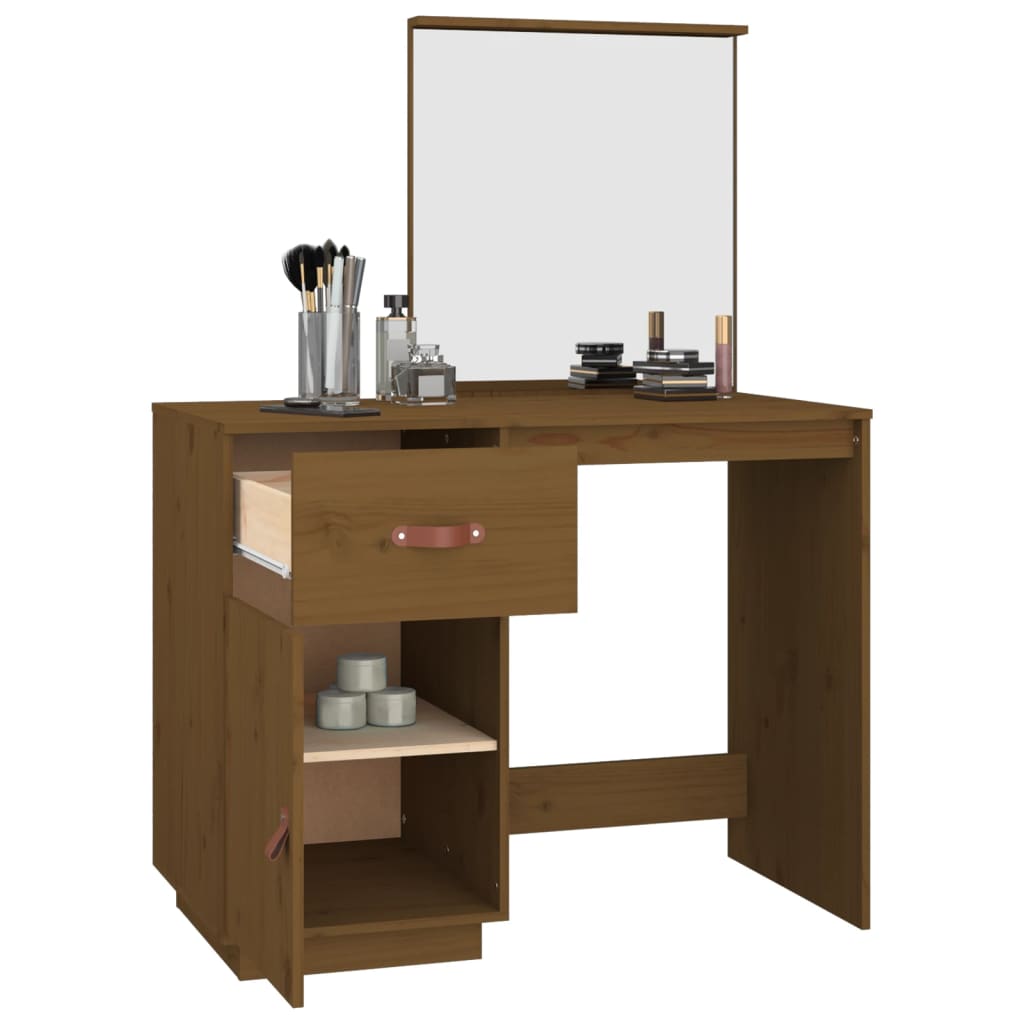 Dressing table honey brown 95x50x134 cm solid pine wood