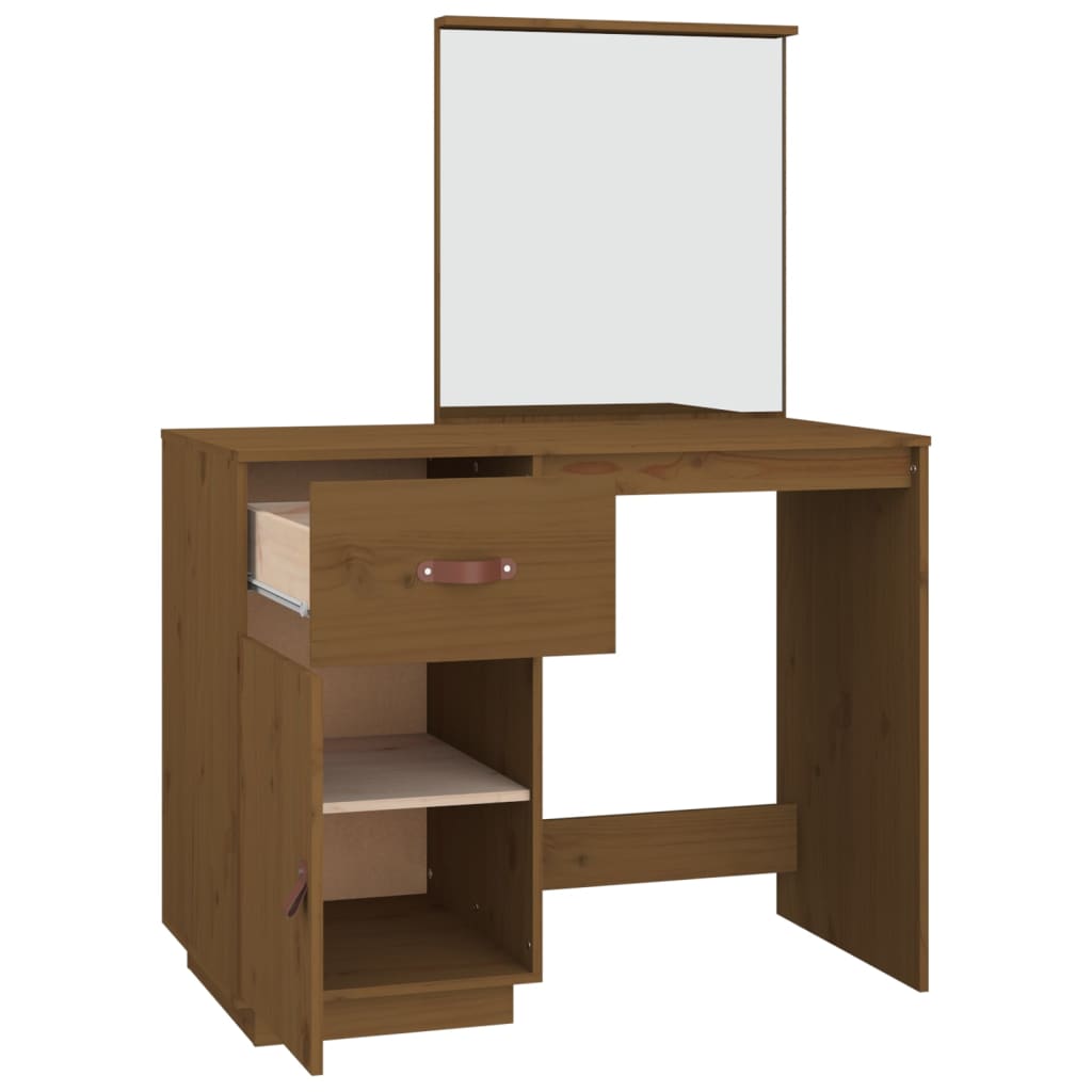 Dressing table honey brown 95x50x134 cm solid pine wood