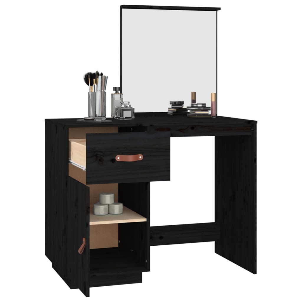 Dressing Table Black 95x50x134 cm Solid Pine