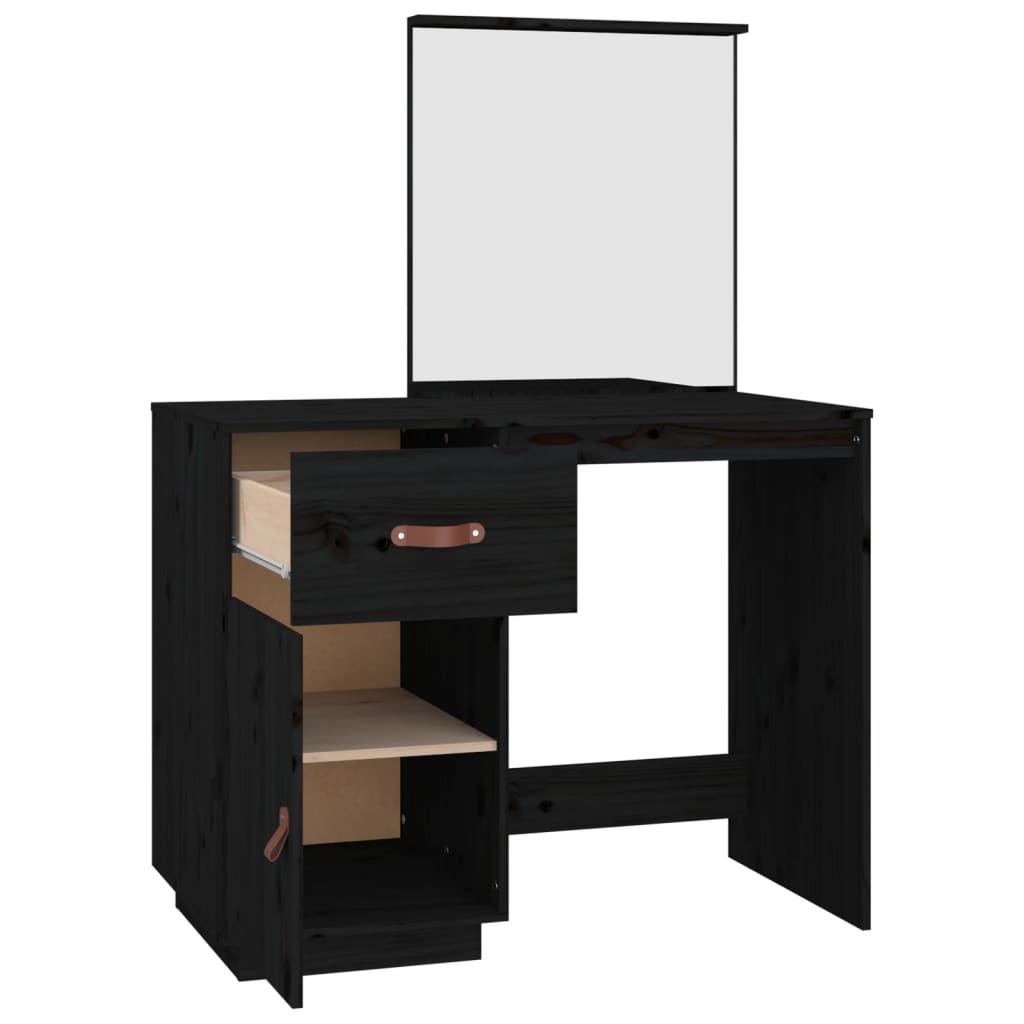 Dressing Table Black 95x50x134 cm Solid Pine