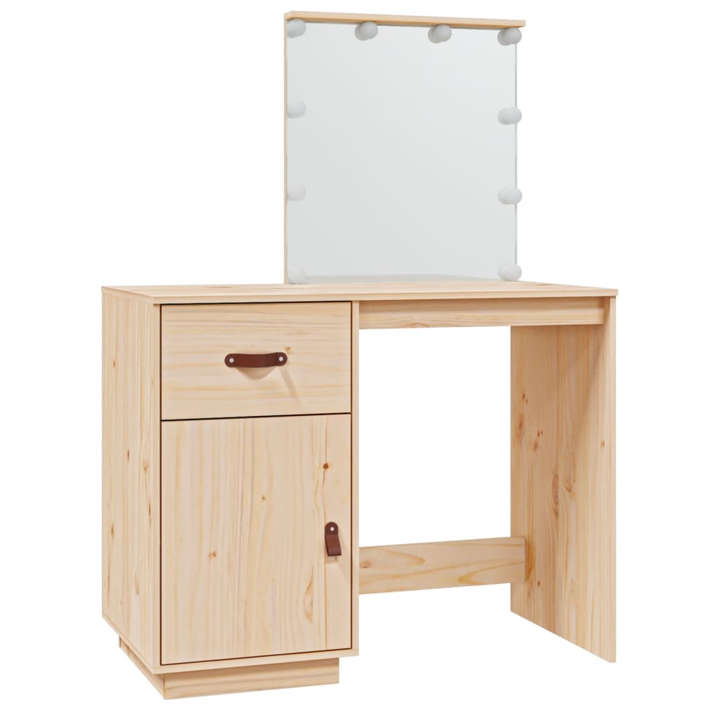 Dressing table with LED 95x50x133.5 cm solid pine wood