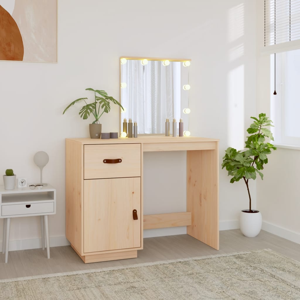 Dressing table with LED 95x50x133.5 cm solid pine wood