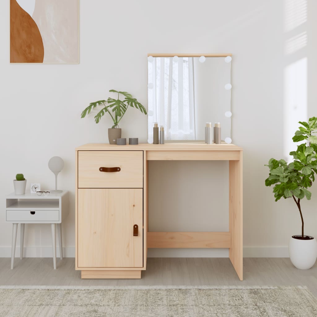 Dressing table with LED 95x50x133.5 cm solid pine wood