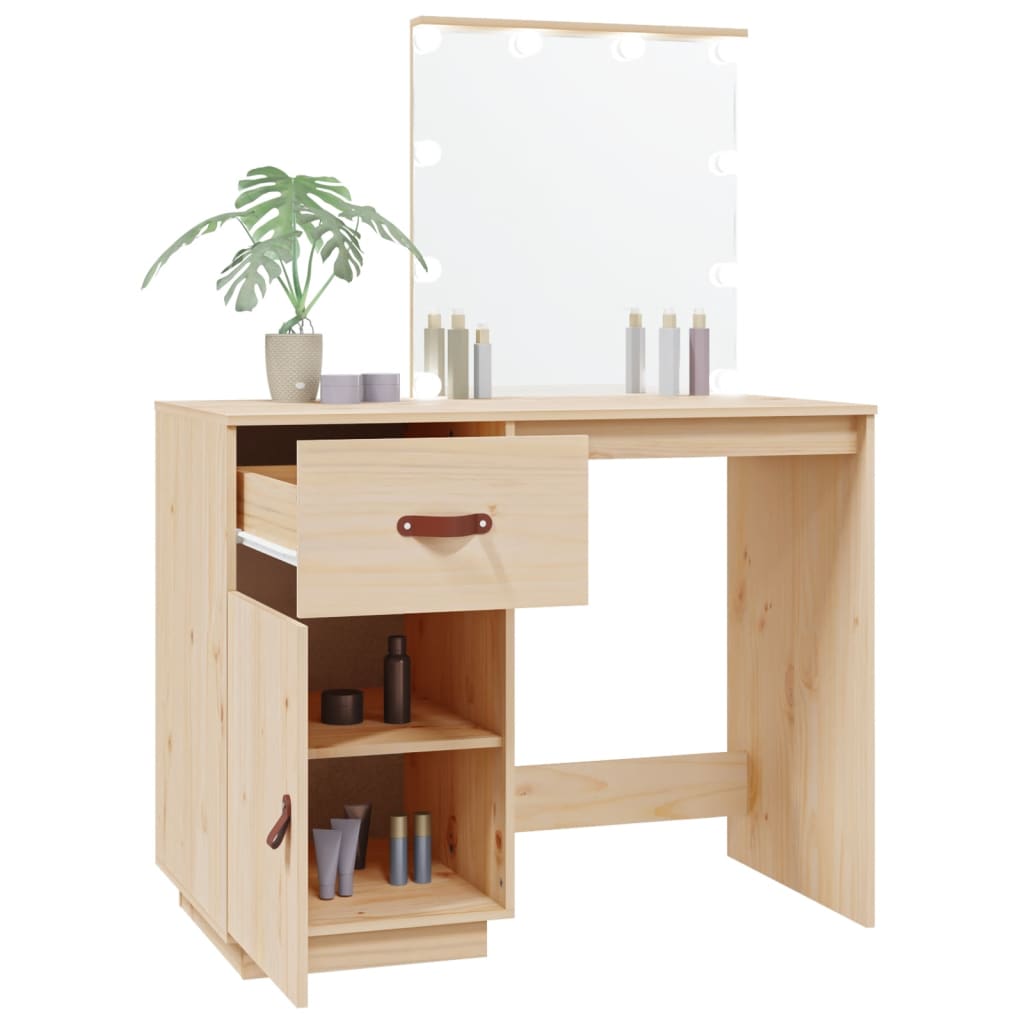 Dressing table with LED 95x50x133.5 cm solid pine wood