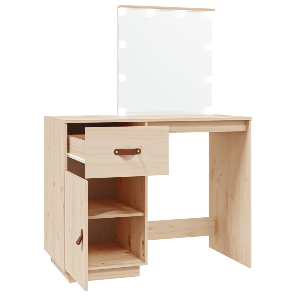 Dressing table with LED 95x50x133.5 cm solid pine wood