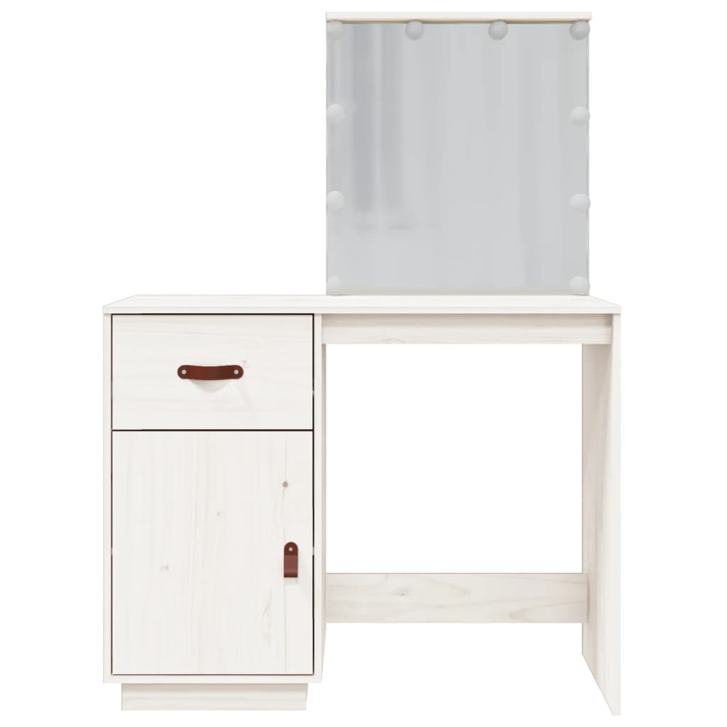 Dressing table with LED white 95x50x133.5 cm solid pine