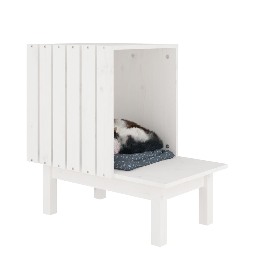 Cat House White 60x36x60 cm Solid Pine Wood