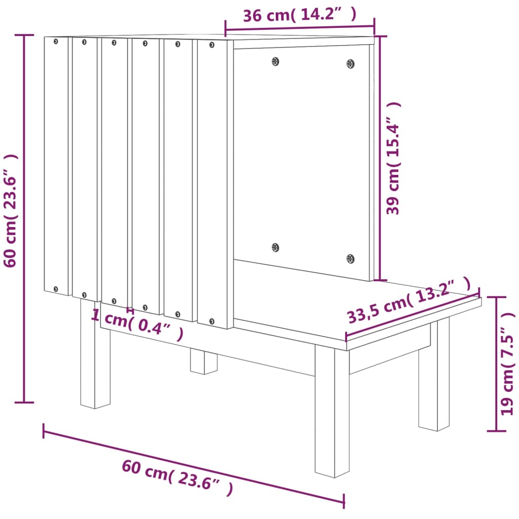 Cat House White 60x36x60 cm Solid Pine Wood