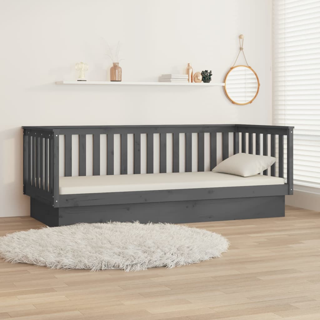 Daybed Grey 80x200 cm Solid Pine Wood