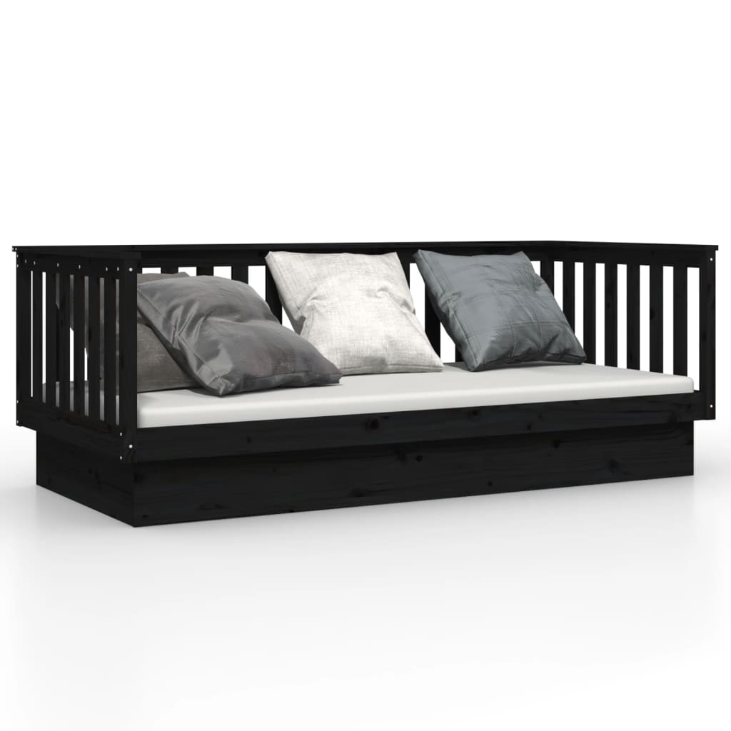 Daybed Black 80x200 cm Solid Pine