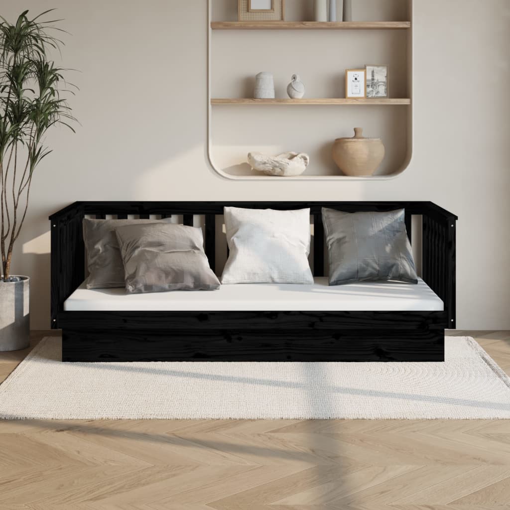 Daybed Black 80x200 cm Solid Pine