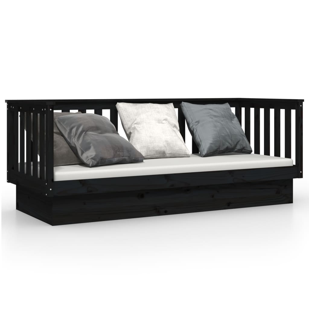 Daybed Black 75x190 cm Solid Pine