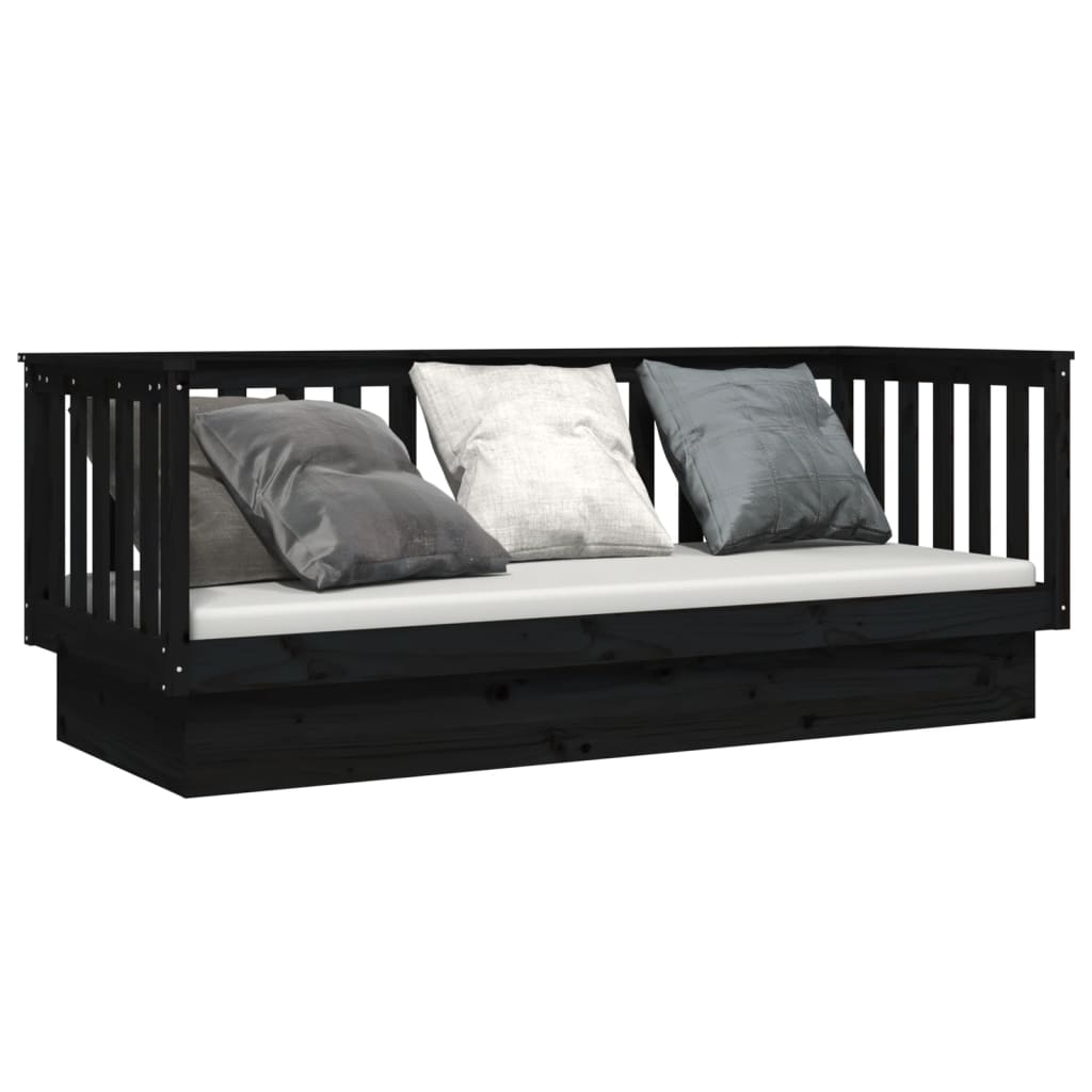 Daybed Black 75x190 cm Solid Pine