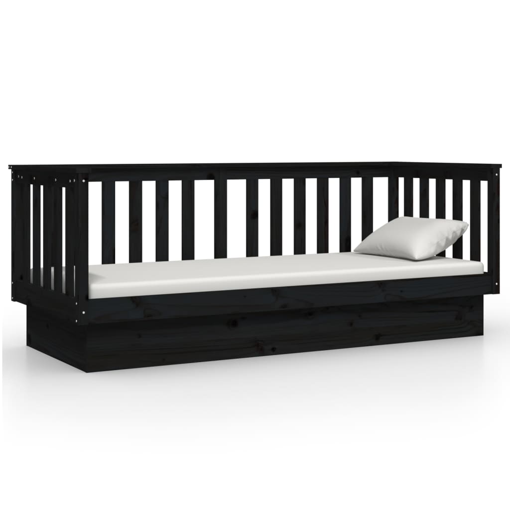 Daybed Black 75x190 cm Solid Pine