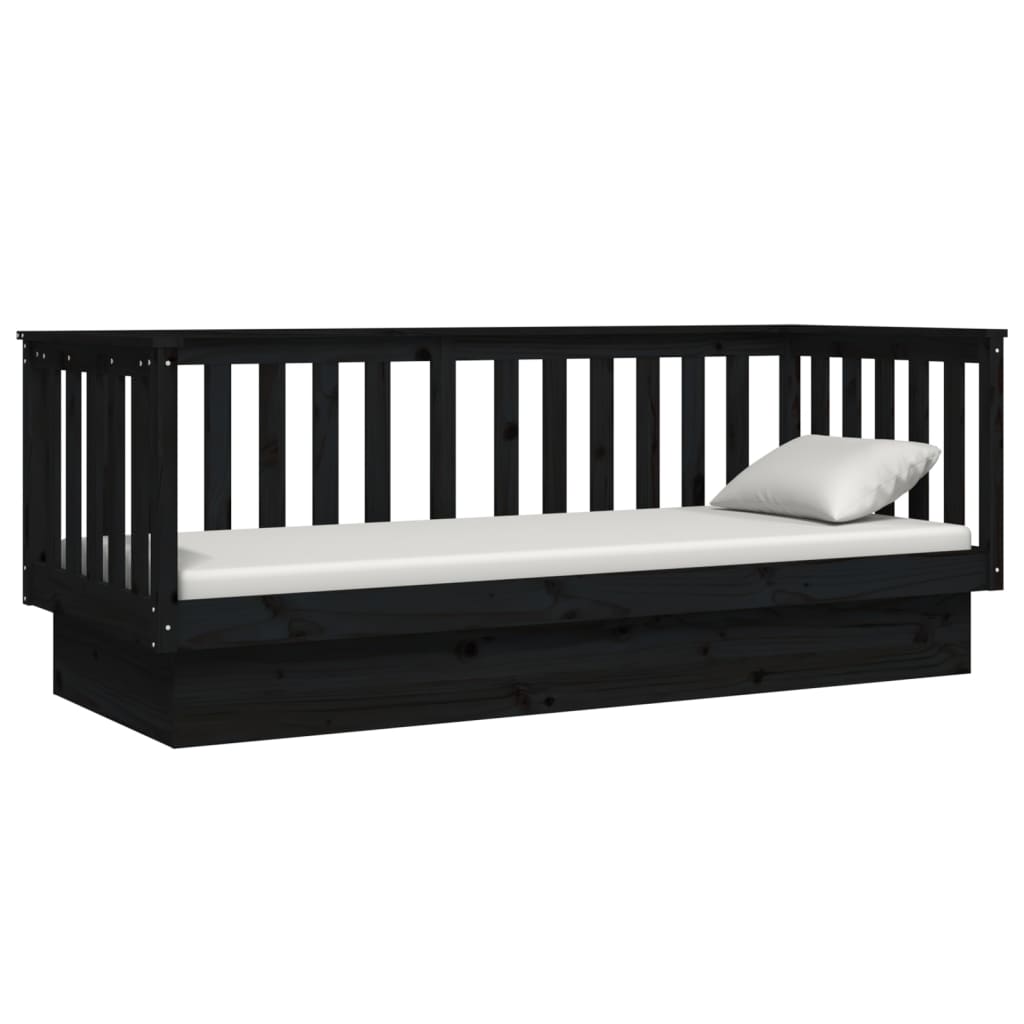 Daybed Black 75x190 cm Solid Pine