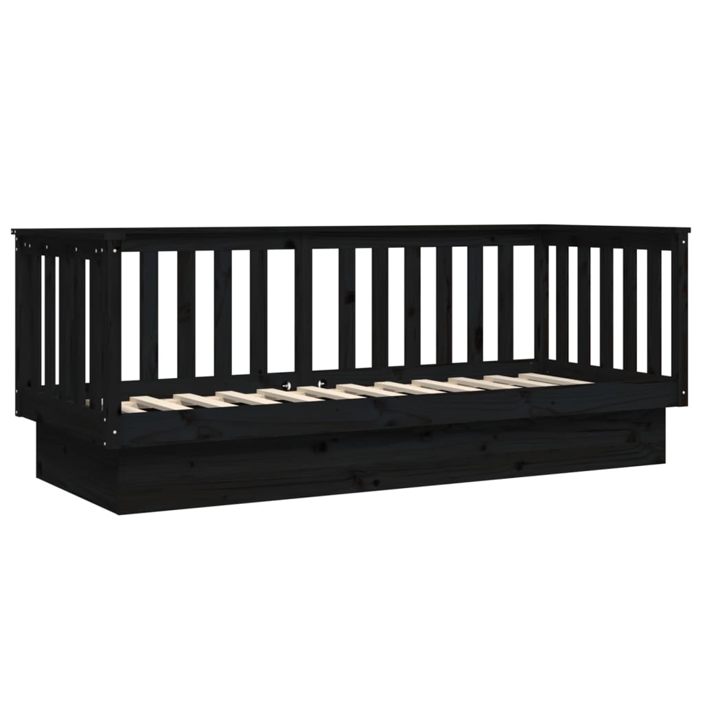 Daybed Black 75x190 cm Solid Pine