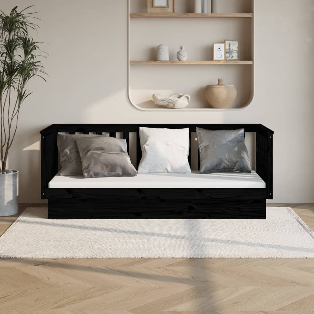 Daybed Black 75x190 cm Solid Pine