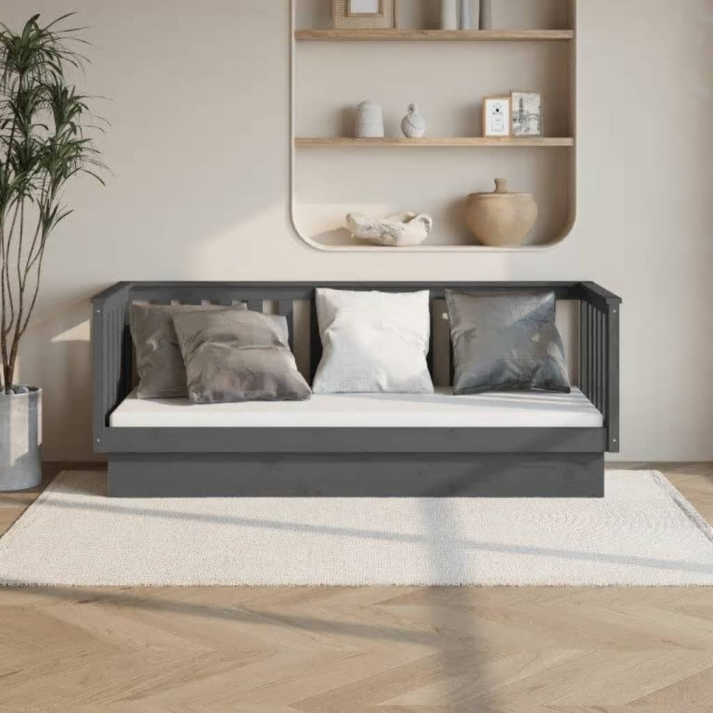 Daybed Grey 90x190 cm Solid Pine Wood