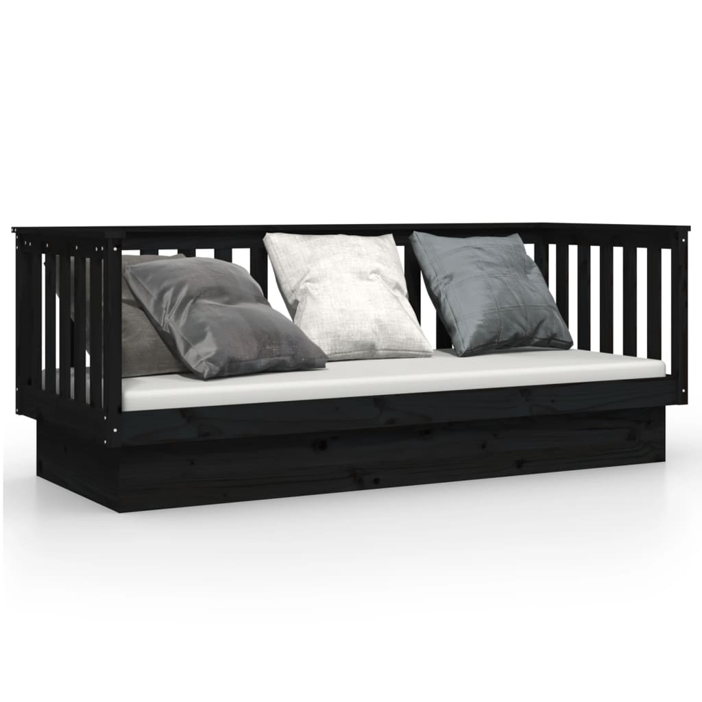 Daybed Black 90x190 cm Solid Pine