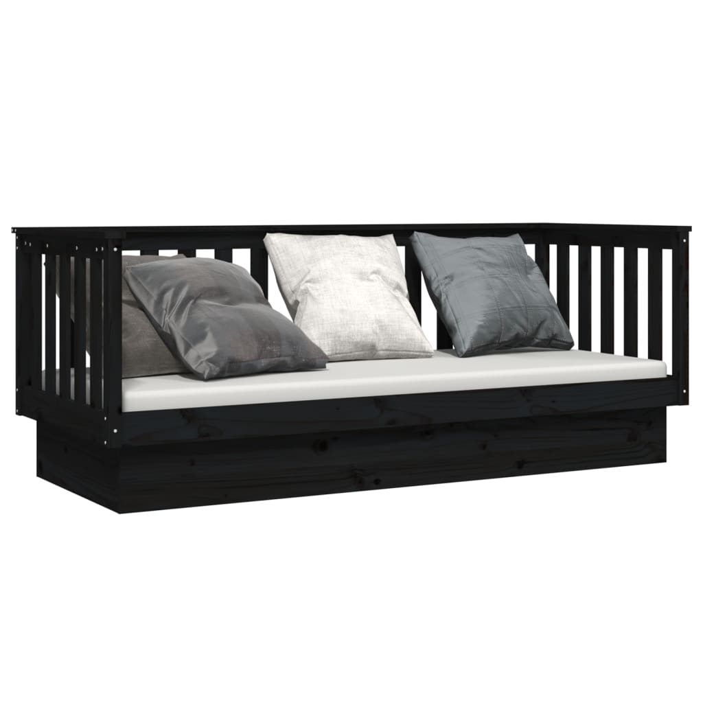 Daybed Black 90x190 cm Solid Pine