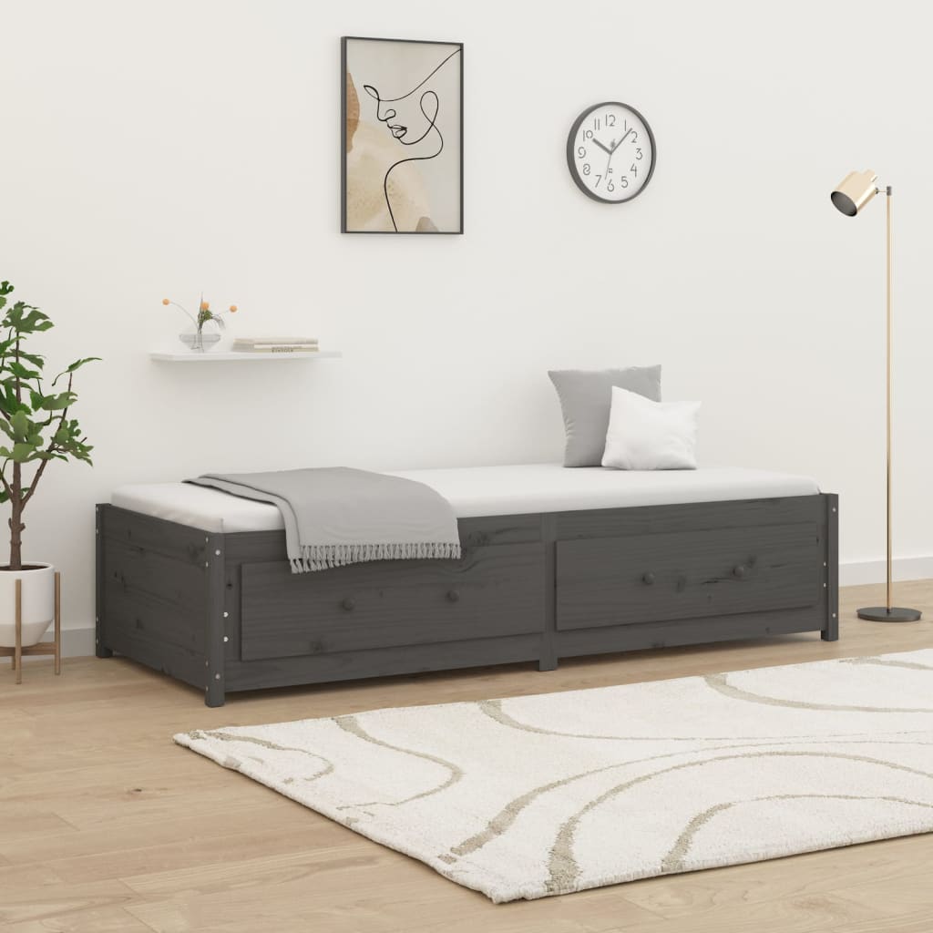 Daybed Grey 90x200 cm Solid Pine Wood