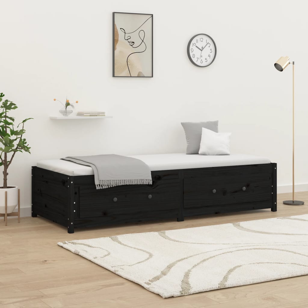 Daybed Black 75x190 cm Solid Pine