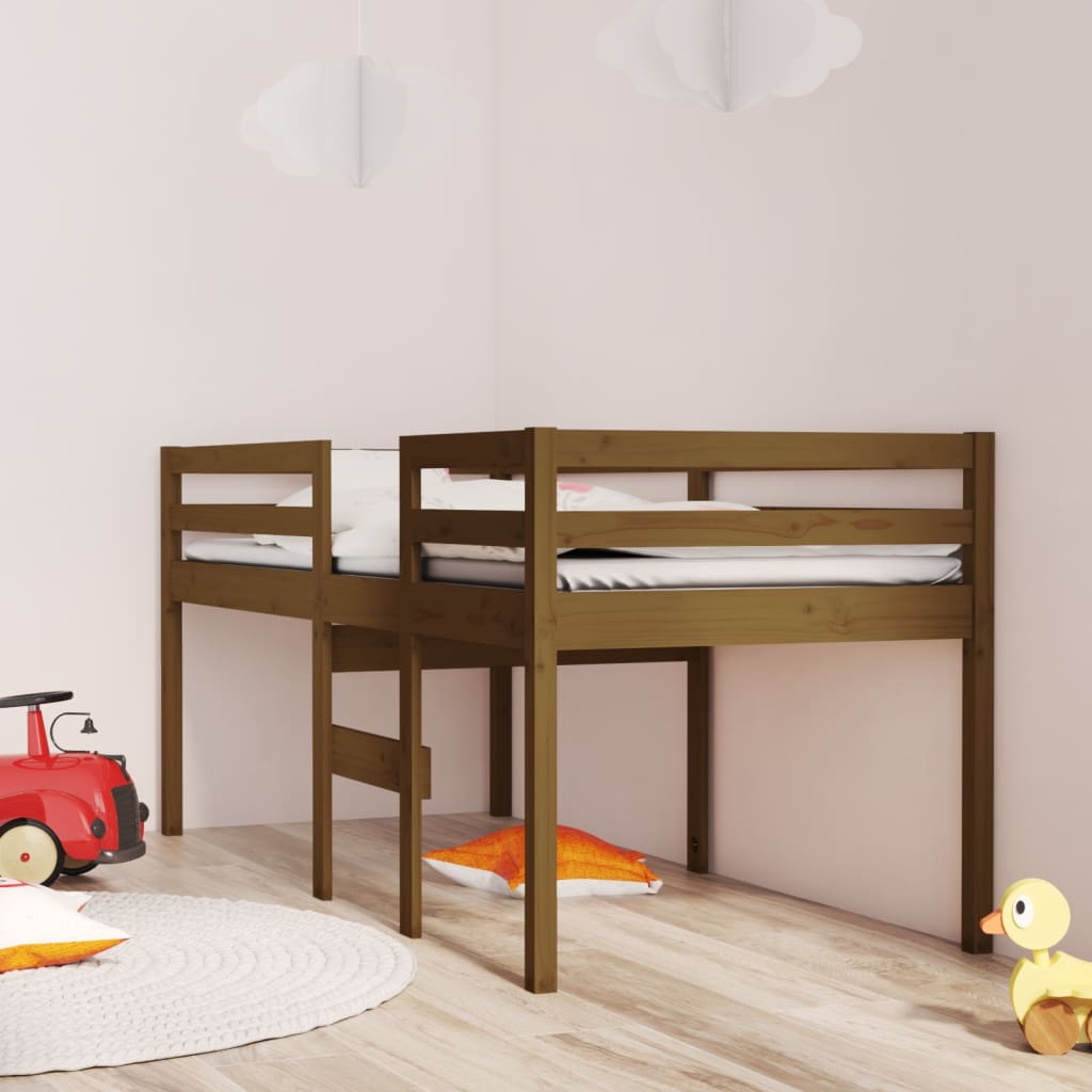 Loft bed honey brown 90x200 cm solid pine wood