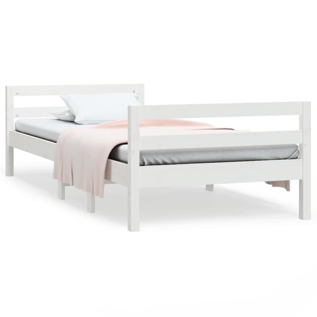 Solid wood bed without mattress white 90x200 cm pinewood