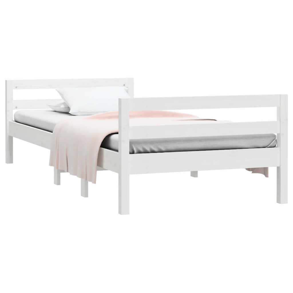 Solid wood bed without mattress white 90x200 cm pinewood