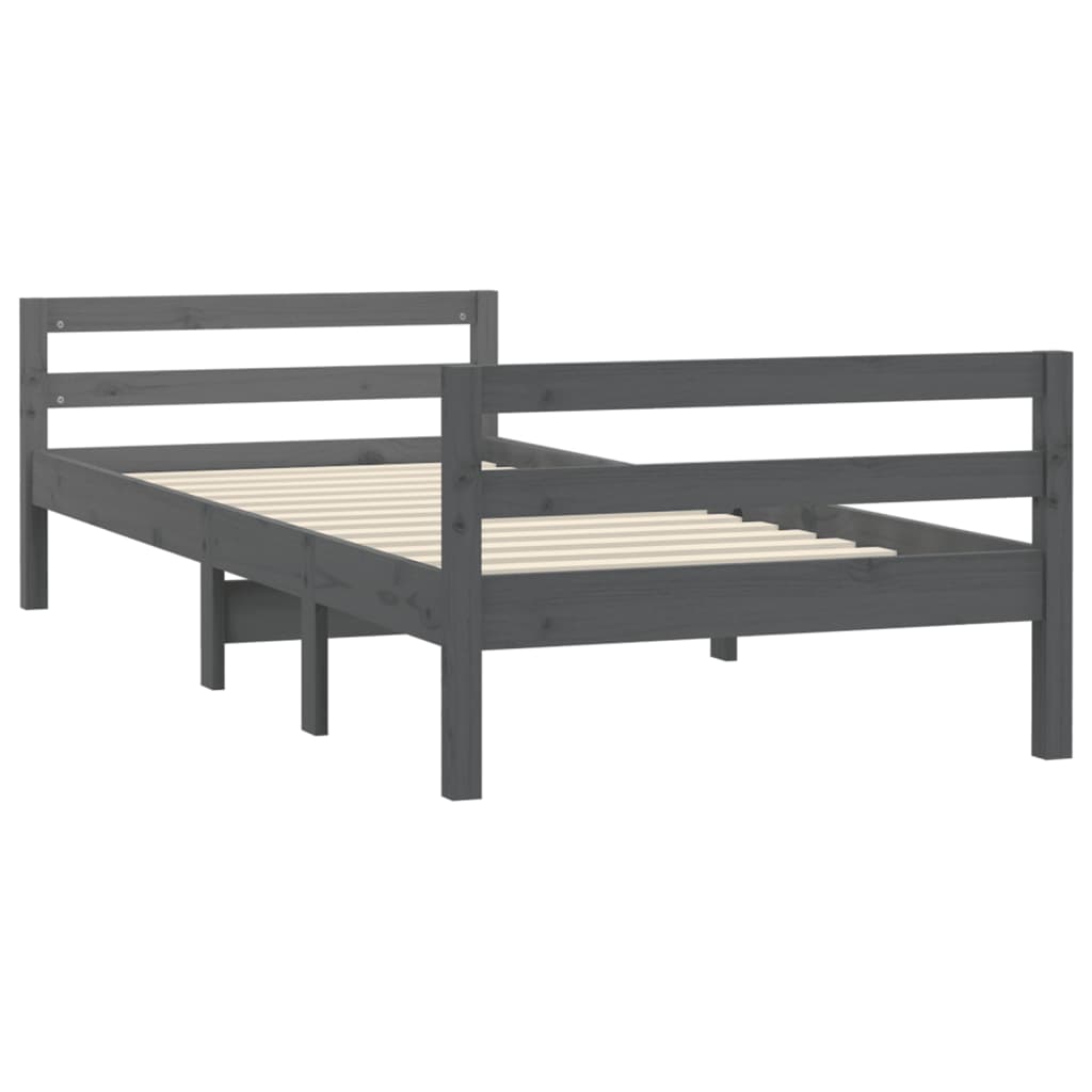 Solid wood bed gray 90x200 cm pine