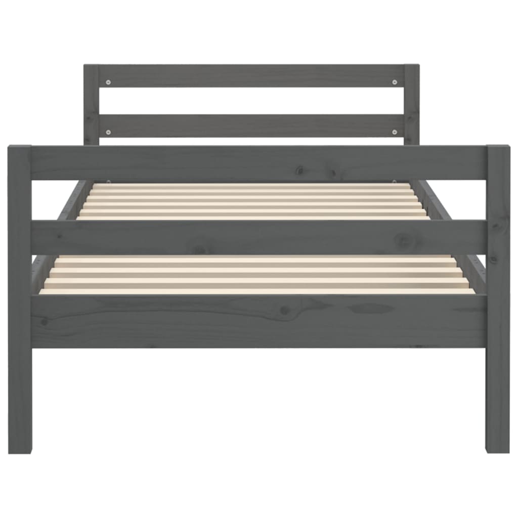 Solid wood bed gray 90x200 cm pine