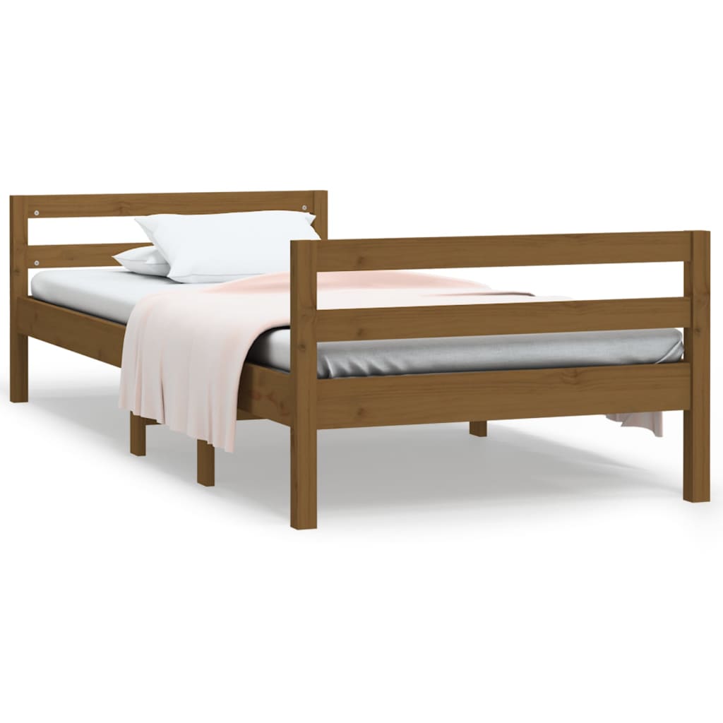 Solid wood bed honey brown 90x200 cm pine