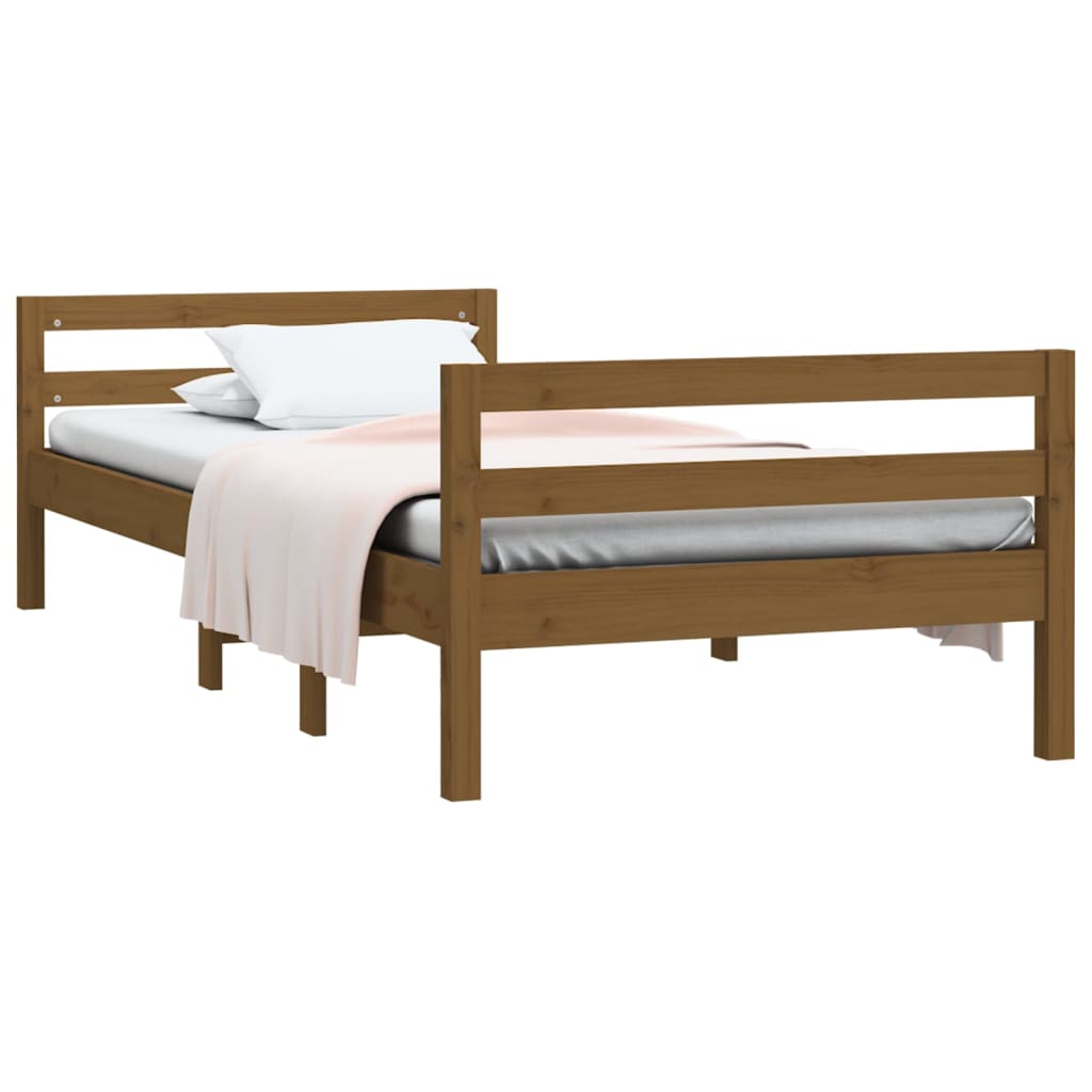 Solid wood bed honey brown 90x200 cm pine