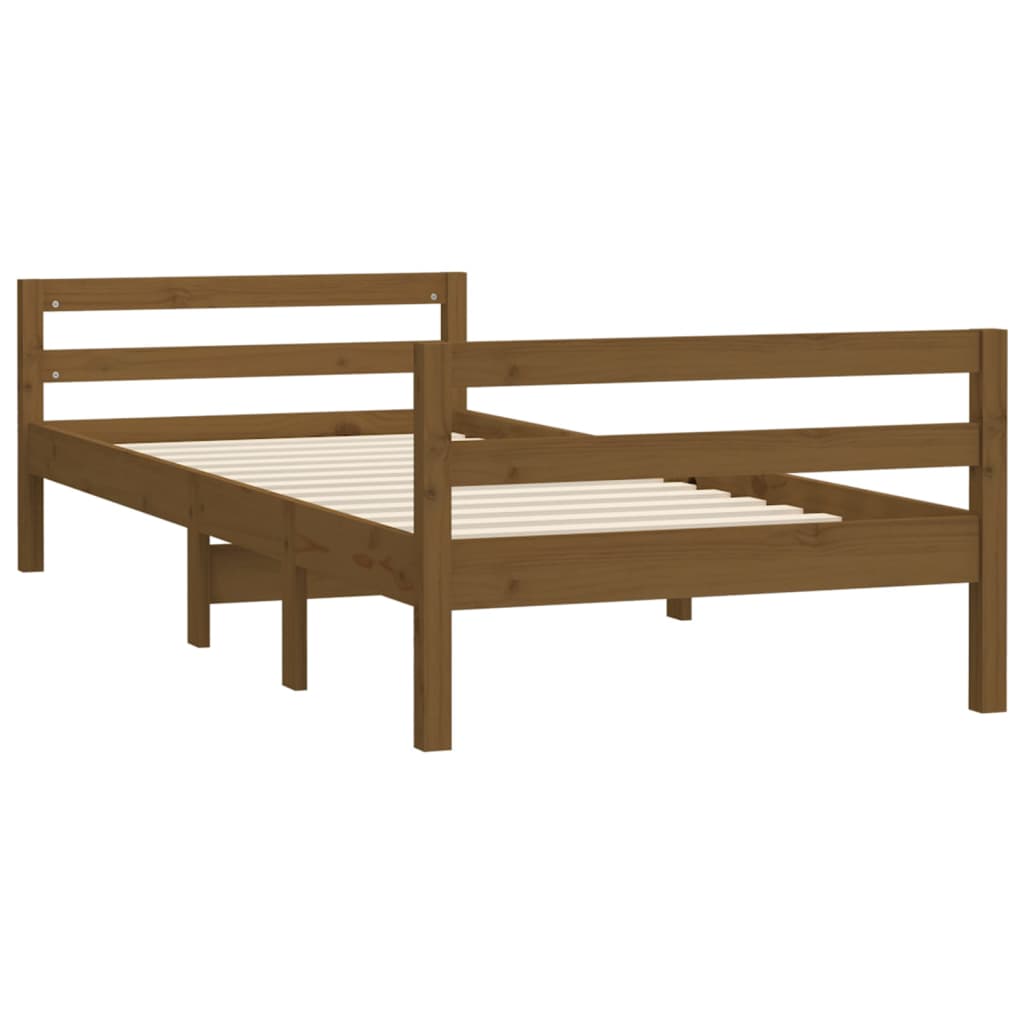 Solid wood bed honey brown 90x200 cm pine