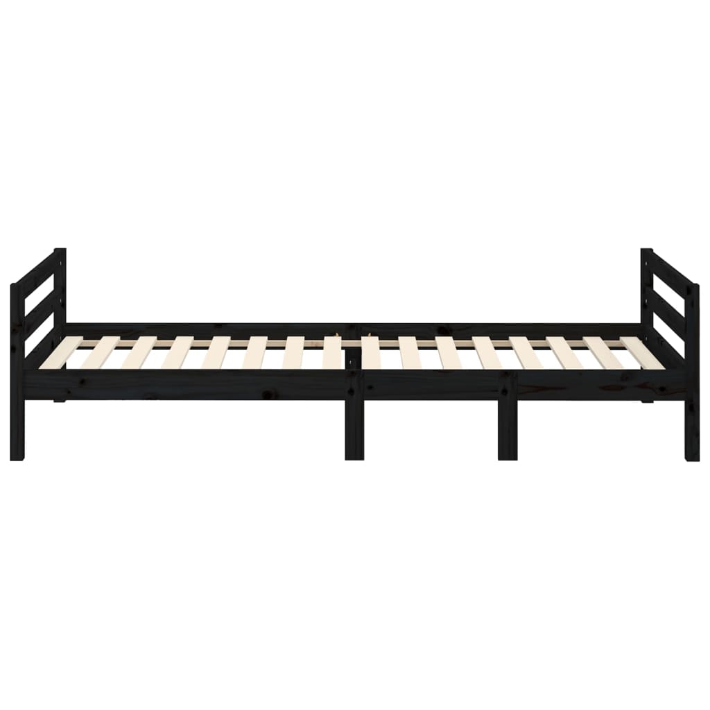 Solid wood bed black 90x200 cm pine